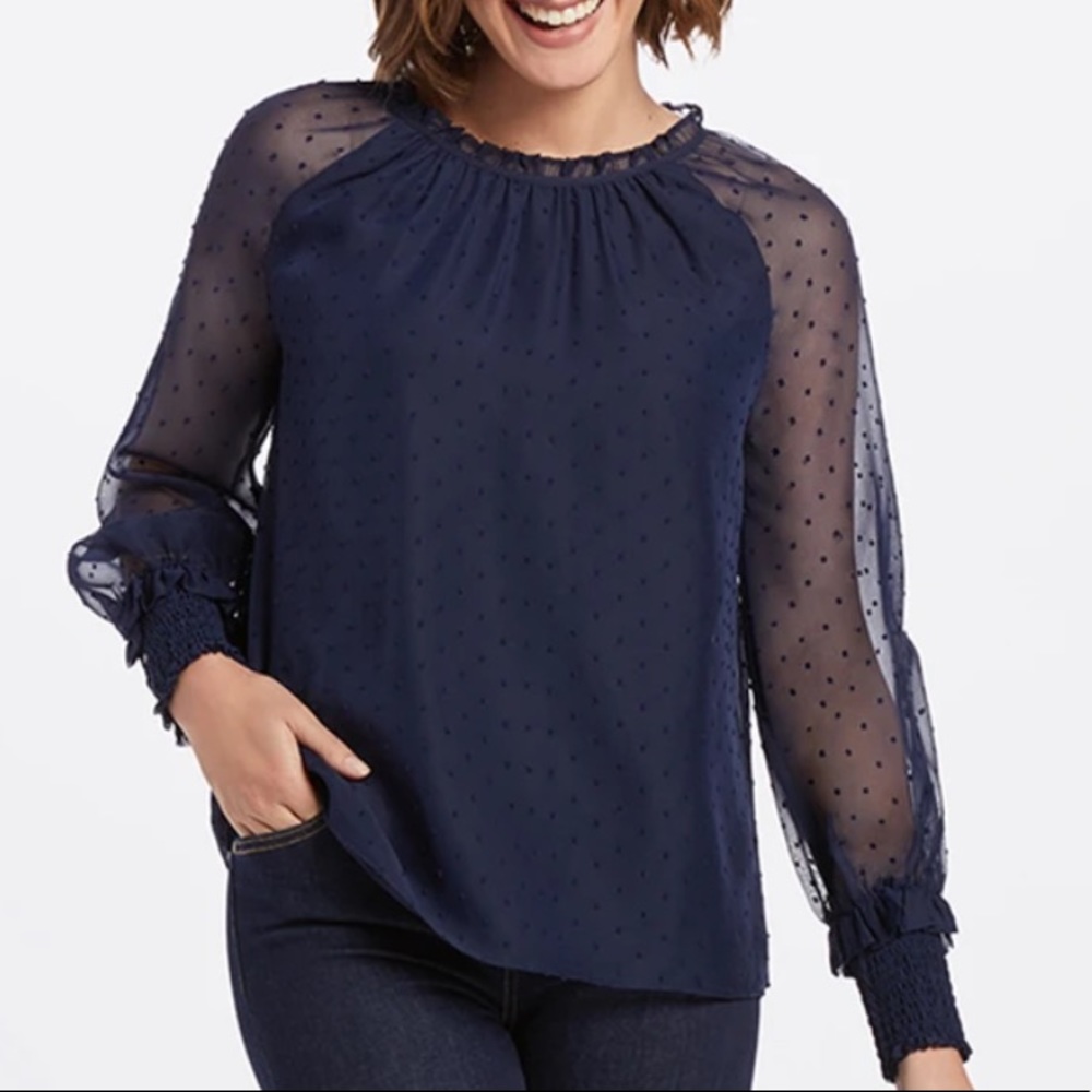 NWT • Draper James “Swiss Dot Smocked Top”